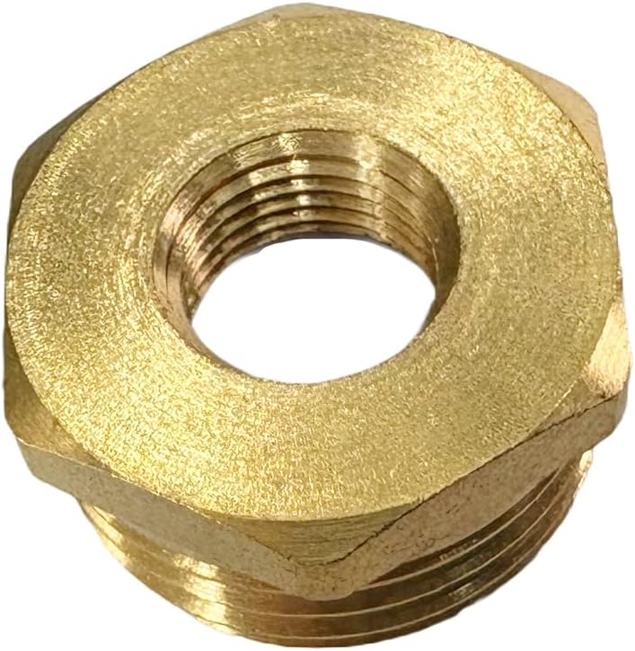 JENSWILL 1/2" NPT Male x 1/8" NPT Female Brass Reducer Hex Bushing Threaded Pipe Fitting Reducing Adapter Pack of 2 - Image 5